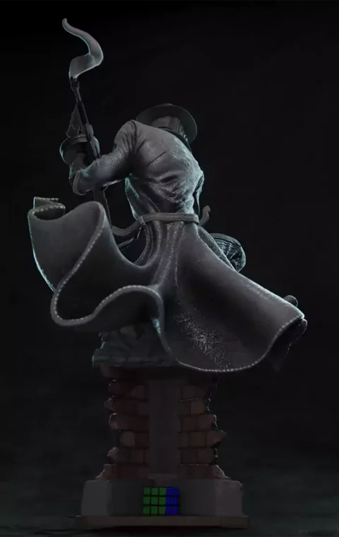Detailed Spider-Noir Marvel statue STL files front view