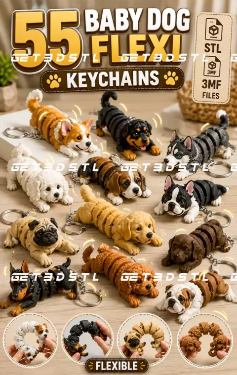 Baby Dog Flexi Keychains STL