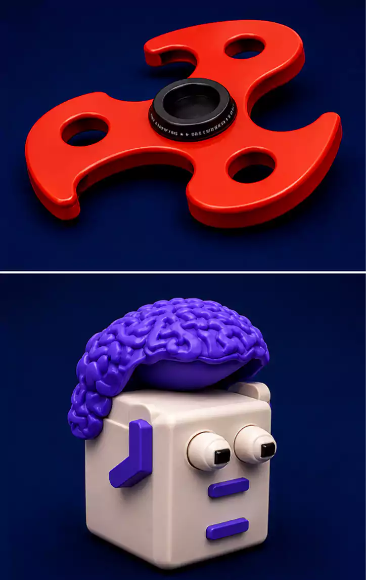 Print-in-place fidget spinner STL model optimized for FDM 3D printers.