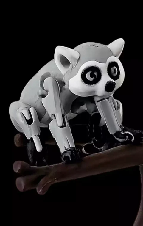 Detailed tree base and articulated lemur STL model