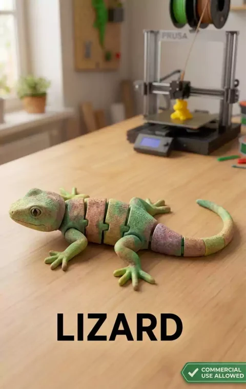 articulated Flexi Lizard 3D printed