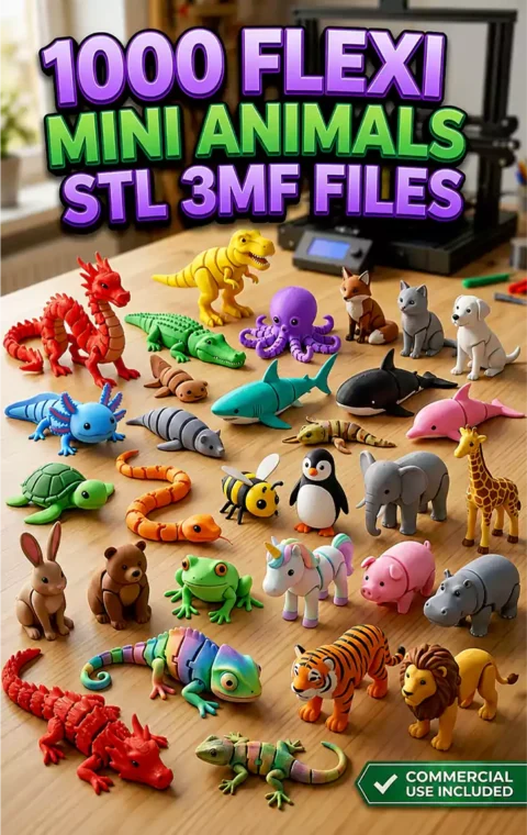 Flexi Mini Animals STL 3MF
