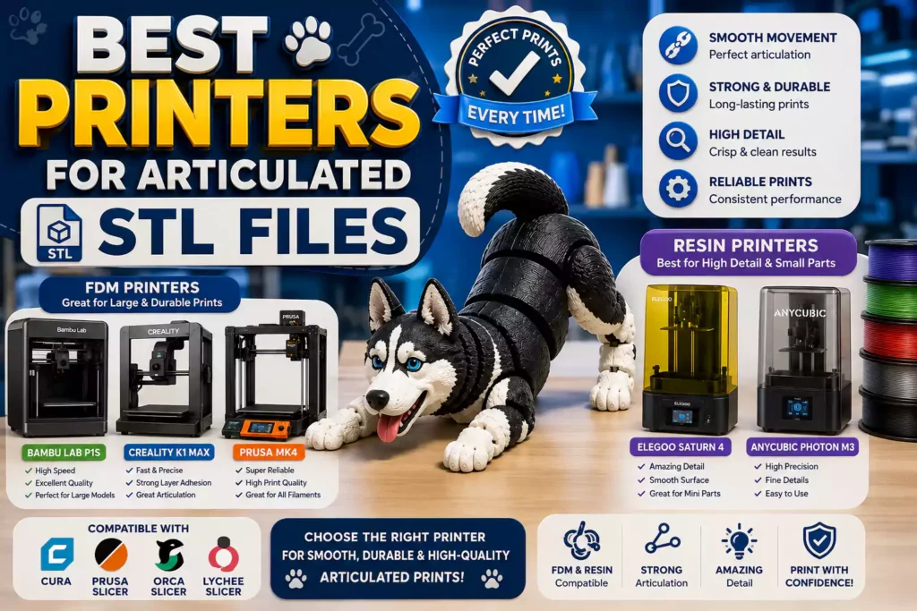 Best printers for articulated STL files featuring FDM and resin 3D printers