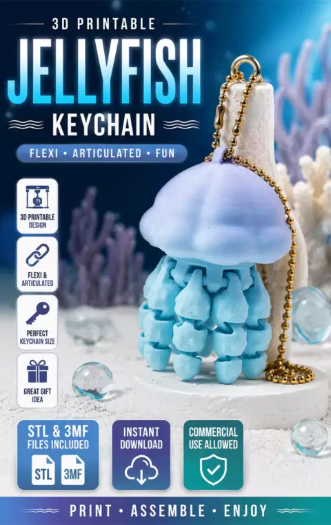 articulated jellyfish keychain