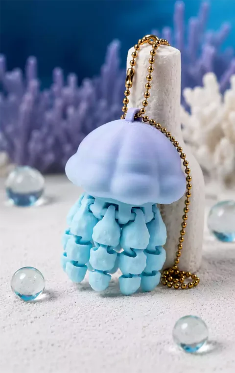 Articulated Jellyfish Keychain STL and 3MF 3D printable file